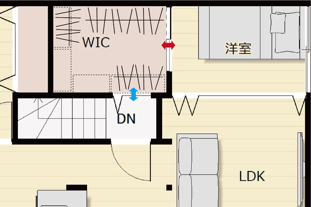 近くにある色を取り入れて馴染ませる