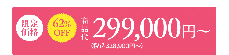 限定価格　62%OFF　299,000円〜