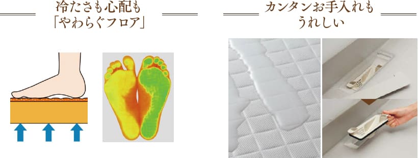 冷たさも心配も「やわらぐフロア」／カンタンお手入れもうれしい