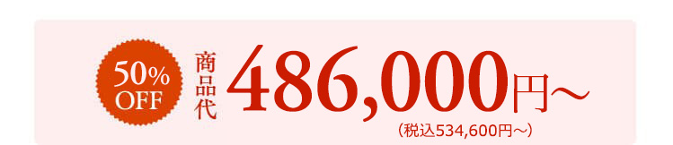 限定価格　50%OFF　486,000円～