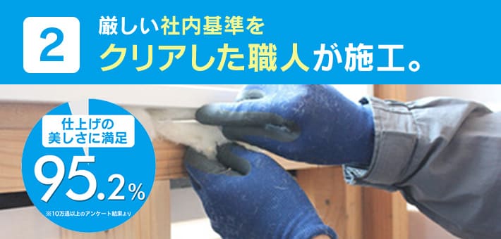 2.厳しい社内基準をクリアした職人が施工。