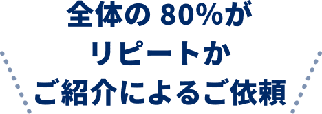 全体の80%がリピートかご紹介によるご依頼