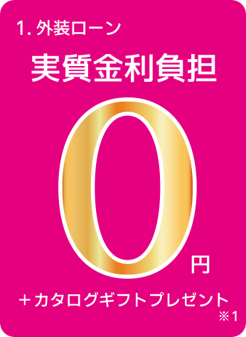 1.外装ローン　実質金利負担0円